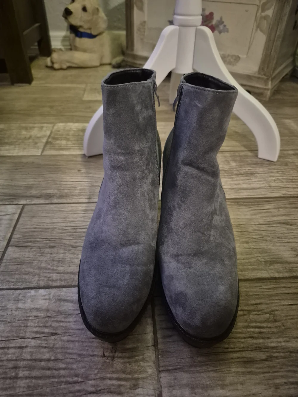 Gray Suede Ankle Boots
